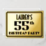 [ Thumbnail: 55th Birthday Party: Art Deco Look “55” and Name Invitation ]