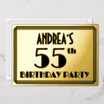 [ Thumbnail: 55th Birthday Party — Art Deco Look “55” + Name Invitation ]