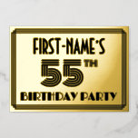 [ Thumbnail: 55th Birthday Party — Art Deco Style “55” & Name Invitation ]