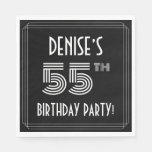 [ Thumbnail: 55th Birthday Party: Art Deco Style + Custom Name Napkins ]