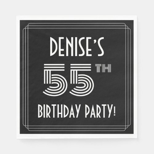 55th Birthday Party Art Deco Style  Custom Name Napkins