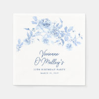55th Birthday Party Blue Rose Floral Custom