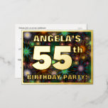 [ Thumbnail: 55th Birthday Party: Bold, Colorful Fireworks Look Postcard ]