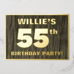 [ Thumbnail: 55th Birthday Party: Bold, Faux Wood Grain Pattern Invitation ]
