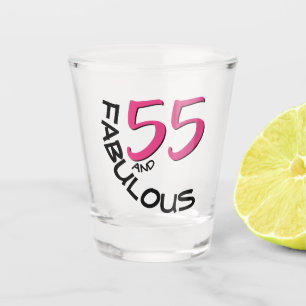 55th Birthday Party Celebration Girly Pink Shot Glass