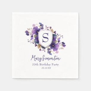 55th Birthday Party Classic Monogram Crest Napkins