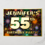 [ Thumbnail: 55th Birthday Party — Fun, Colorful Fireworks Look Invitation ]