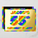 [ Thumbnail: 55th Birthday Party — Fun, Rainbow Spectrum “55” Invitation ]