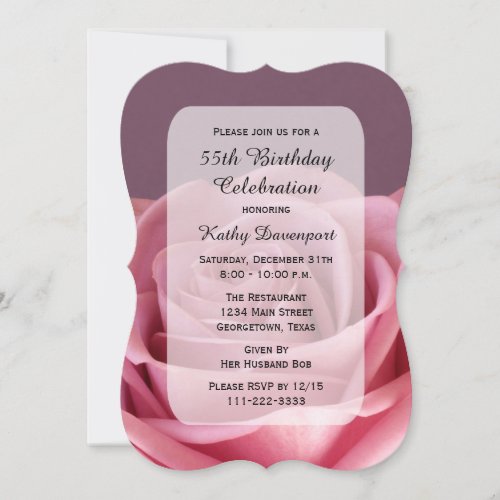 55th Birthday Party Gorgeous Rose Invitation