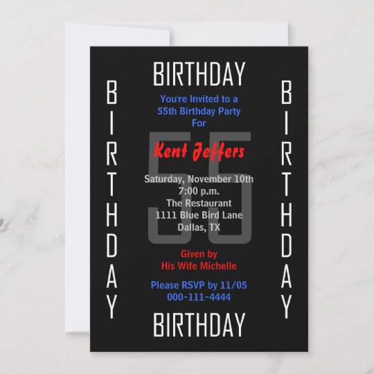 55th Birthday Party Invitation 55 | Zazzle.com