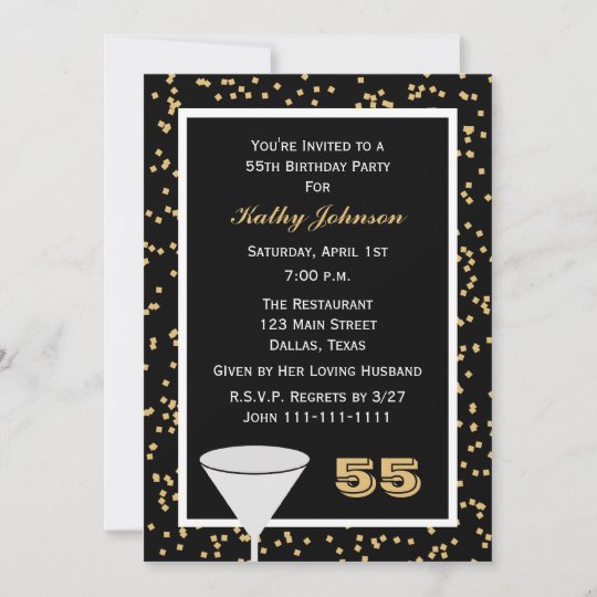 55th Birthday Party Invitation 55 and Confetti | Zazzle.com