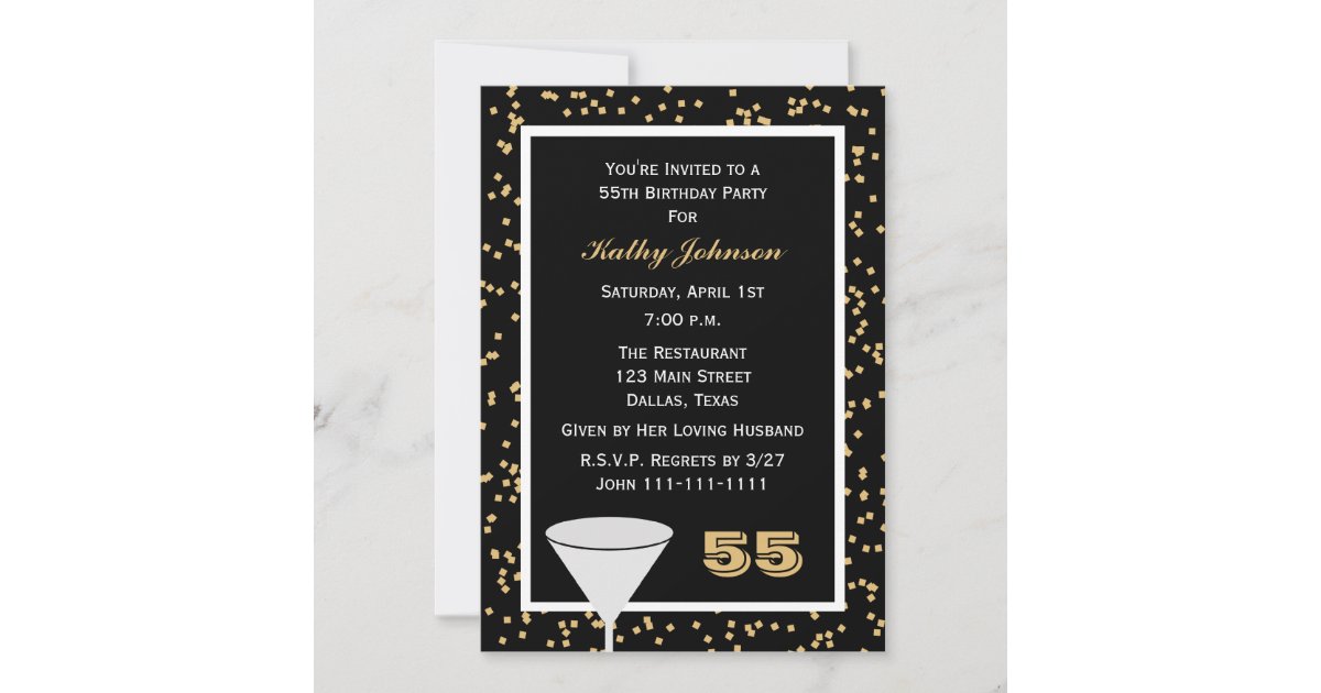 55th Birthday Party Invitation 55 and Confetti | Zazzle