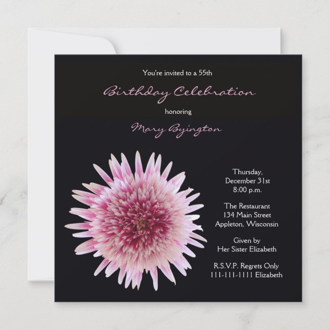 55th Birthday Party Invitation Gorgeous Gerbera (Front)