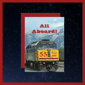 55th Birthday Party Invitation Railroad Train