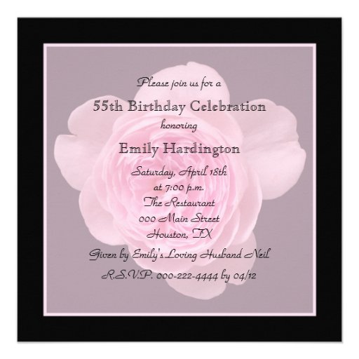 55th Birthday Party Invitation - Rose for 55th | Zazzle