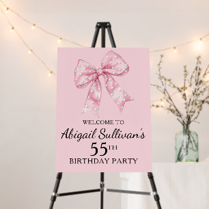 55th Birthday Party Pink Bow Golf Ball Polka Dots Foam Board