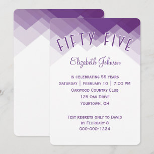 55th Birthday Party Purple and White Border Invitation