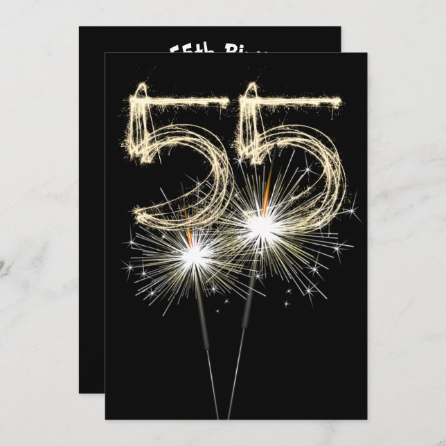 55th Birthday Party Sparkler  Invitation (Front/Back)