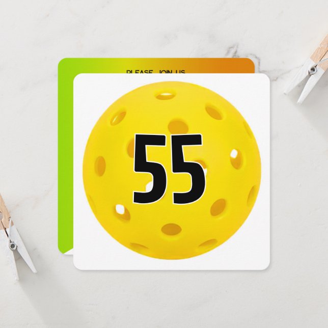 55th Birthday Pickleball Party Invitation (Front/Back In Situ)