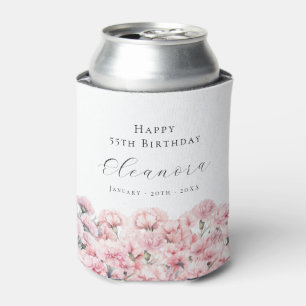55th Birthday Pink Carnation January Birth Flower Can Cooler