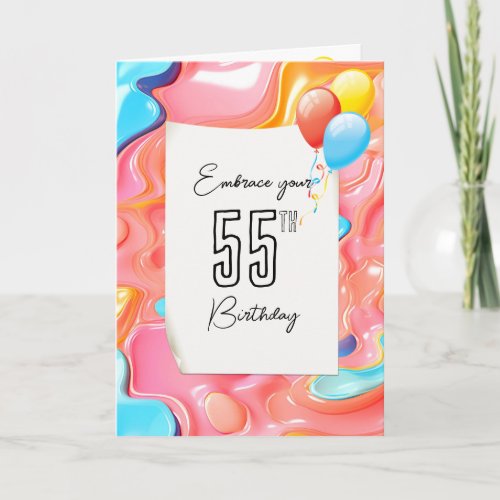 55th Birthday Psychedelic 3D Abstract Card
