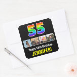 [ Thumbnail: 55th Birthday: Rainbow “55”; Custom Photos & Name Sticker ]