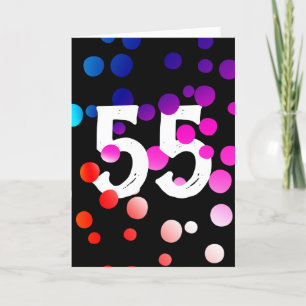 55th Birthday Rainbow Dots on Black Card