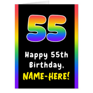 55th Birthday: Rainbow Spectrum # 55, Custom Name Card