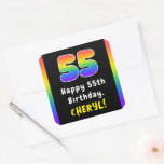 [ Thumbnail: 55th Birthday: Rainbow Spectrum # 55, Custom Name Sticker ]