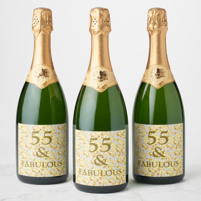 55th  Birthday  Sparkling Wine Label (Bottles)