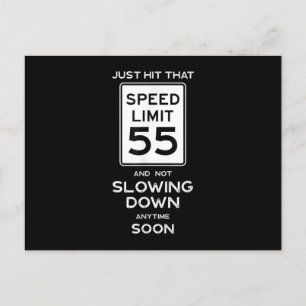 55th Birthday Speed Limit Sign Auto Mechanic Car Announcement Postcard