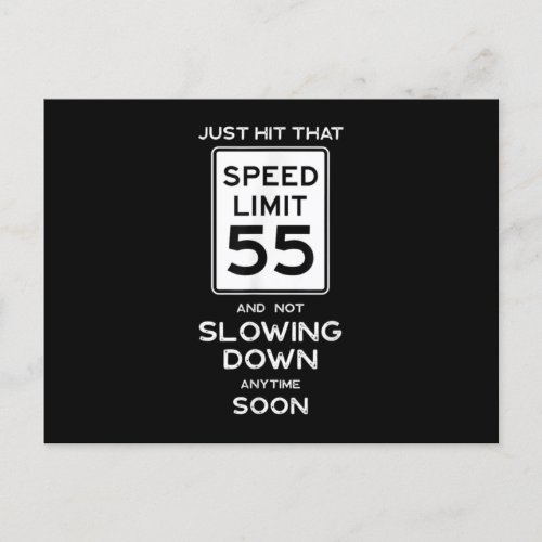 55th Birthday Speed Limit Sign Auto Mechanic Car Announcement Postcard