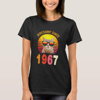 55th Birthday Vintage Cat Awesome Since 1967 T-Shirt