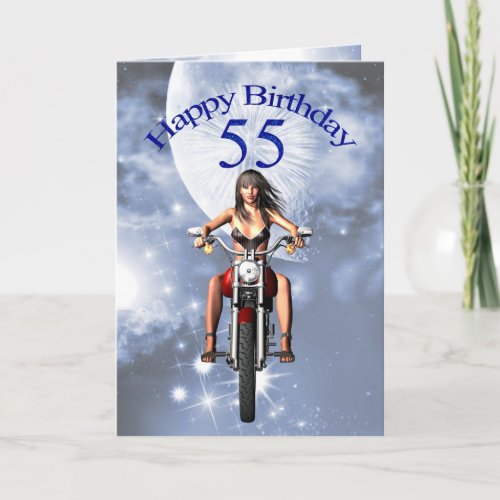 55th birthday with a biker girl card