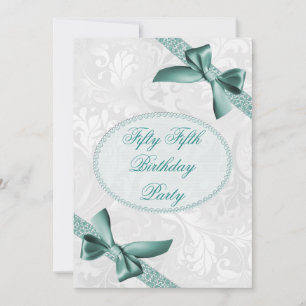 55th Damask and Bows Birthday Party Invitation