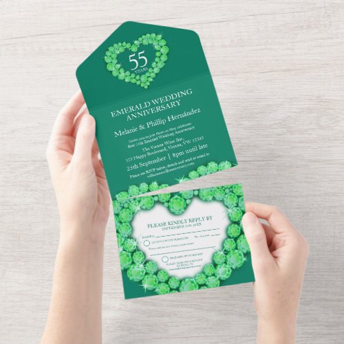 55th emerald green wedding anniversary RSVP  All In One Invitation