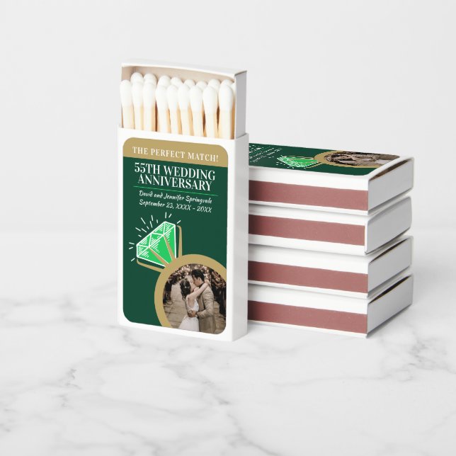 55th Emerald ring wedding anniversary photo Matchboxes (Stacked)