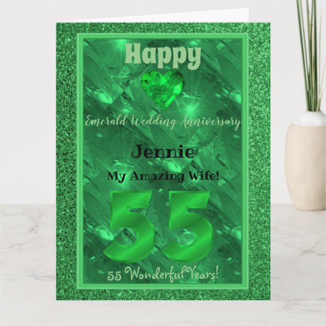 55th Emerald Wedding Anniversary Card For Wife (Front)