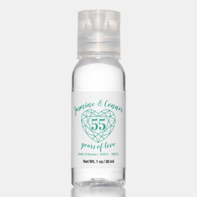 55th Emerald Wedding Anniversary custom name Hand Sanitizer (Front)