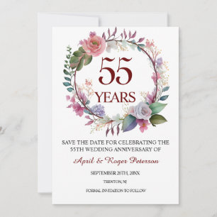 55th Emerald Wedding Anniversary Floral Save The Date