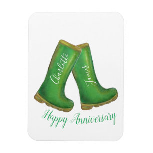 55th emerald wedding anniversary green welly boot magnet