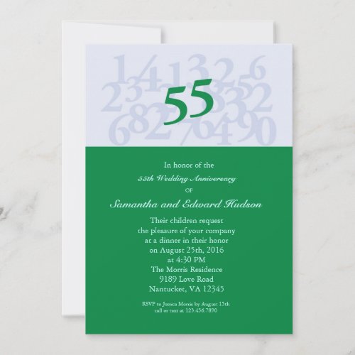 55th Emerald Wedding Anniversary Invitation