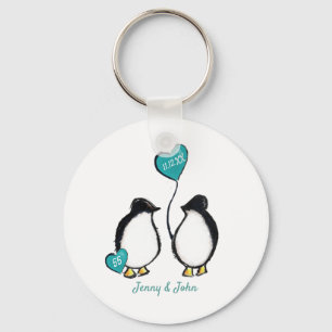55th emerald wedding anniversary penguin gift key keychain