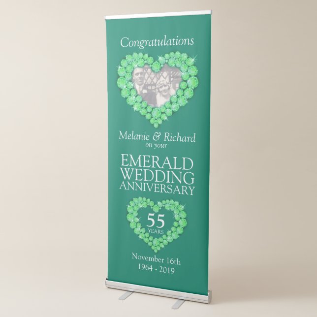 55th Emerald wedding anniversary photo heart Retractable Banner (3/4)