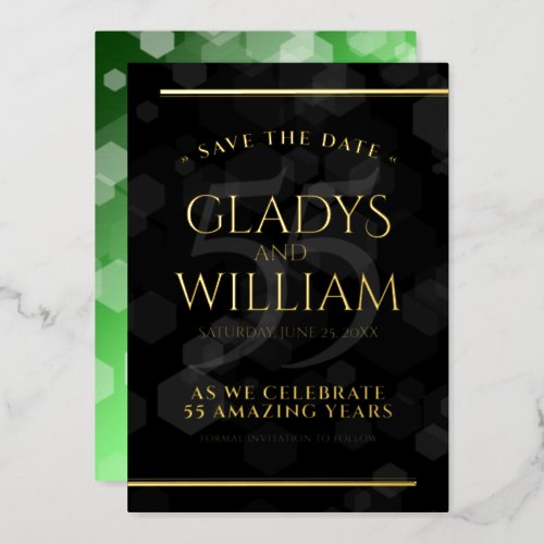 55th Emerald Wedding Anniversary Save the Date Foil Invitation