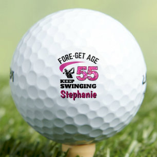 55th Funny Golfer Gift for Sports Friend Pink Golf Balls