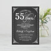 55th Wedding Anniversary - Chalkboard White Invitation (Standing Front)