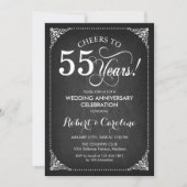 55th Wedding Anniversary - Chalkboard White Invitation (Front)