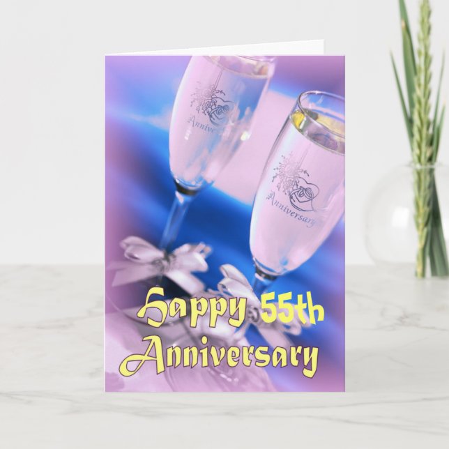 55th wedding anniversary champagne celebration card (Front)