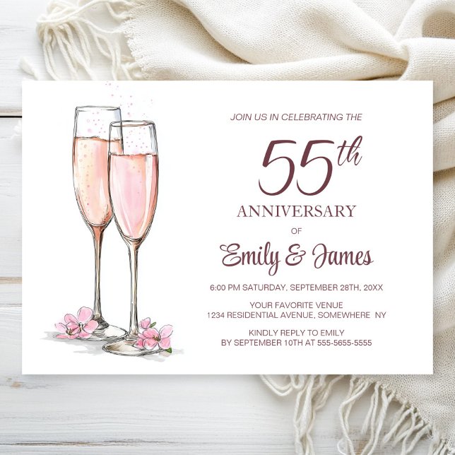 55th Wedding Anniversary Champagne Invitation (Creator Uploaded)